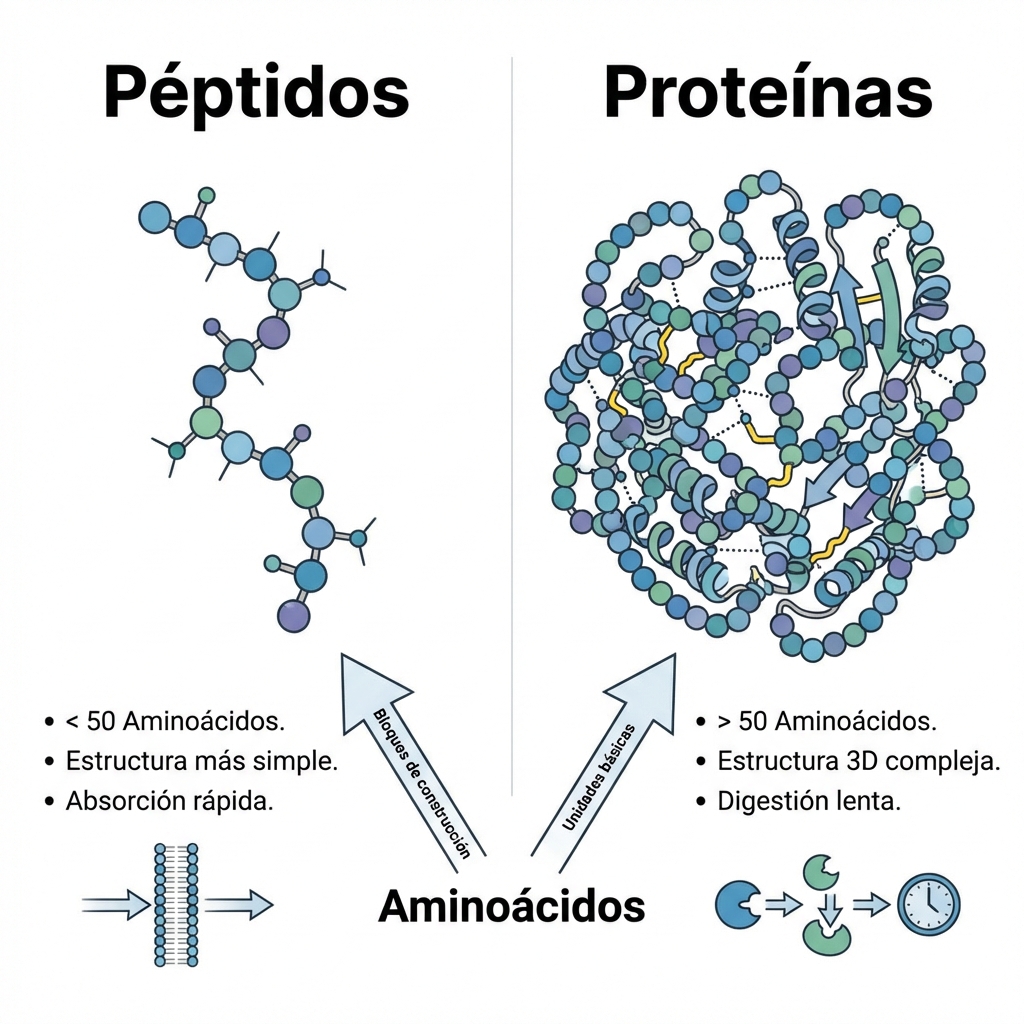 Comparación Péptidos vs Proteínas